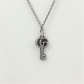 Gucci Sterling Silver Double G Key Necklace