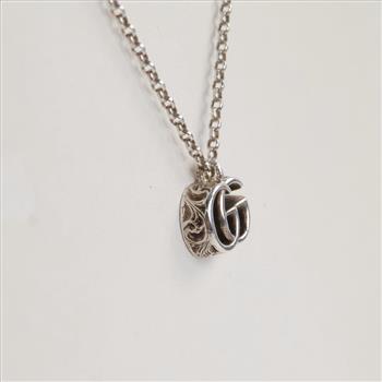 Gucci Sterling Silver GG Marmont Pendant Necklace