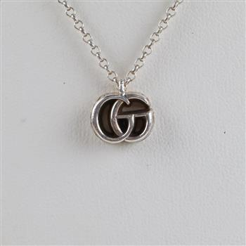 Gucci Sterling Silver GG Marmont Pendant Necklace