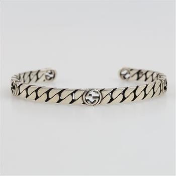 Gucci Sterling Silver Interlocking G Cuff Bracelet