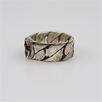 Gucci Sterling Silver Wide Interlocking Ring