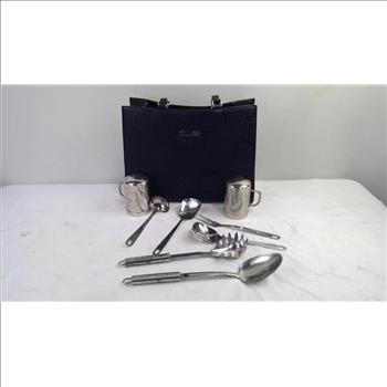 Guess Black Bag, Misc Silverware, Salt And Pepper Shakers