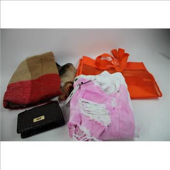 Guess Pink Signature Print Luggage, Sonoma Blanket Scarf, Brown Crossbody Bag & More 6 Pieces