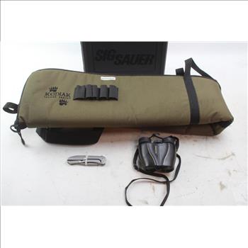 Gun Cases, Kershaw Pocket Knife, & Simmons Binoculars; 4 Pieces