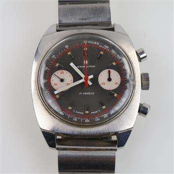Hamilton Big Eye Chronograph Watch - Evaluated By Our Certified Gemologist-AGS/GIA