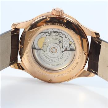 Hamilton Viewmatic Rose Gold Palted Brown Leather Watch