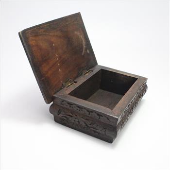 Hand Carved Wooden Jewelry Box