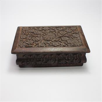 Hand Carved Wooden Jewelry Box