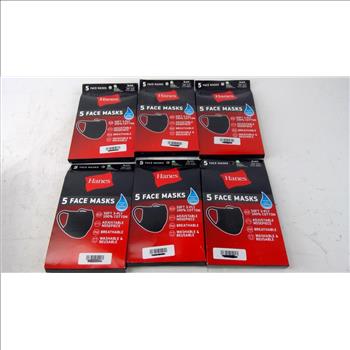 Hanes 5 Pack Face Masks, 6 Pieces