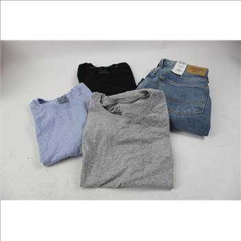 Hanes Men's Cotton Pocket T-Shirt, Medium, Large, With Denizen 30x30 Jeans, 7 Pieces