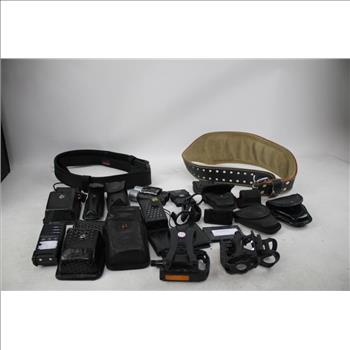 Harbinger Weightlifting Belt, Bianchi Duty Belt, Pedals, Holsters, And More, 16 Pieces