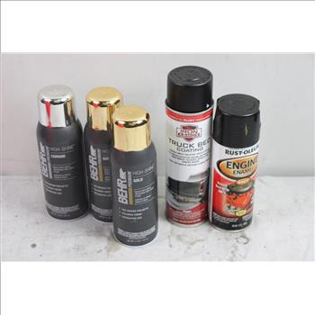 Harbor Freight Bucket With Misc Spray Paints