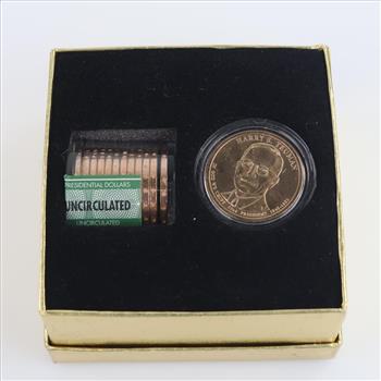Harry S. Truman Danbury Mint UNC Presidential Collector Roll Plus Bonus Coins, 13 Coins