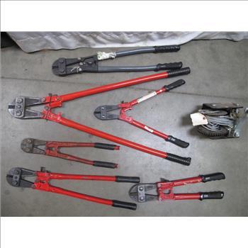 Haul Master Trailer Winch & Assorted Bolt Cutters; 7 Pieces