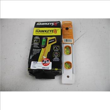 Hawkeye Thermometer, Fiskars Magnetic Level, Laser Meters, 4 Pieces