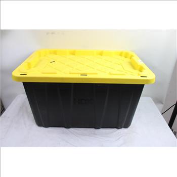 HDX 27 Gallon Black Tote With Yellow Lid