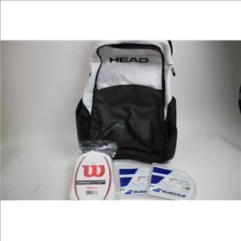Head Backpack, Wilson Pro Overgrip, Babolat Tennis String, Penn Tennis Balls, 8 Pieces