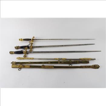 Henderson Ames And Co Vintage Ceremonial Swords, 3 Pieces