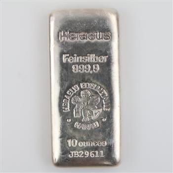 Heraeus Fine Silver 10oz Bar