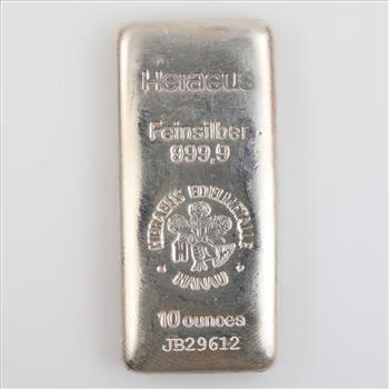 Heraeus Fine Silver 10oz Bar