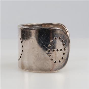 Hermes Eclipse Silver Wide Cuff Bangle Bracelet