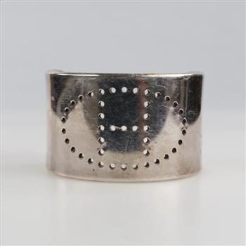 Hermes Eclipse Silver Wide Cuff Bangle Bracelet
