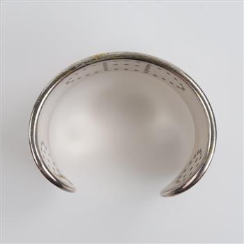 Hermes Eclipse Silver Wide Cuff Bangle Bracelet