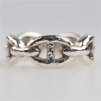Hermes Sterling Silver Chaine D'ancre Enchainee Ring