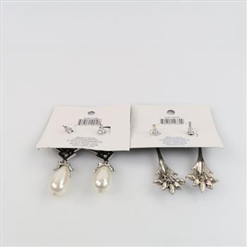 Hildie & Jo Fashion Earrings, Blue And Clear Stone Accent, 2 Pairs