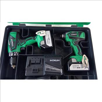 Hitachi Impact Driver And Hammer Drill, 3 Pieces