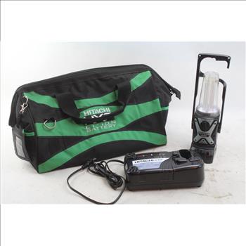 Hitachi UB18DL LED Worklight, Hitachi UC18YRL Battery Charger In Hitachi Case; 3 Items
