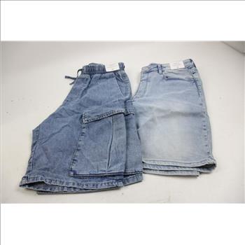 H&M Loose, Relaxed, And Regular Fit Shorts, Gray, Cream, Light Denim, 4 Pieces