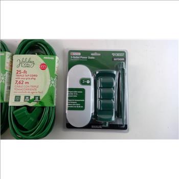 Holiday Living Extension Cords, Utilitech Outlet Power Stake, 3 Pieces