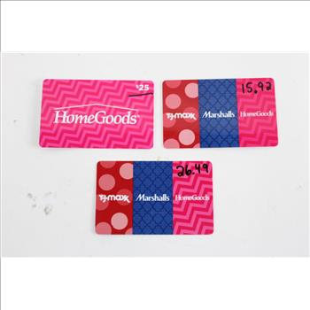 Home Goods Gift Cards, 3 Pieces $67.41 Total Balance