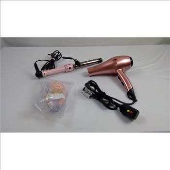 Hot Tools Professional Curling Iron, GEM Force Intense Ceramic Science Blowdryer, With A Purple Labubu