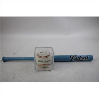 Hot Wheels 100-Car Case, Marvel Figurines, Wilson Baseball, And Mini Padres Bat, 8 Pieces