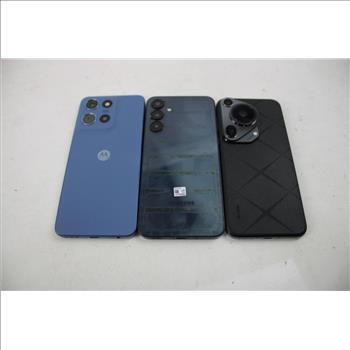 Huawei, Samsung, Motorola Cell Phone Lot, 3 Pieces, Sold For Parts