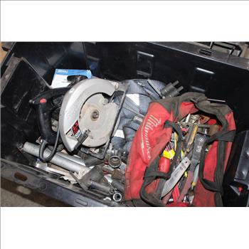 Husky 25 Gal Latch And Stack Tote With Mixed Tools