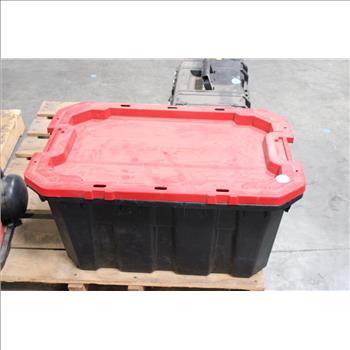 Husky 25 Gal Latch And Stack Tote With Mixed Tools