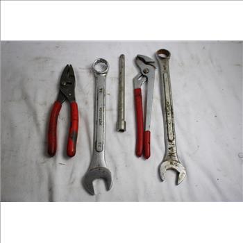 Husky Adjustable Wrench, Estwing Mini Crow Bar