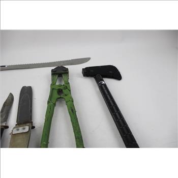 Husky Folding Knives, Doyle Bolt Cutter, Axe, And More Knives, 9 Pieces