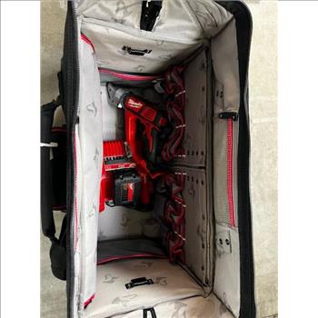 Husky Rolling Tool Bag With Milwaukee, Charger Battery, Double Shear