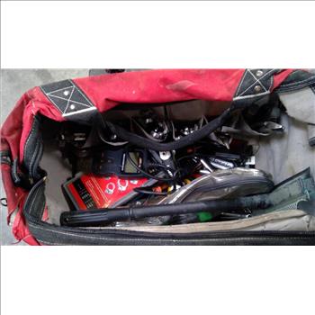 Husky Rolling Tool Bag With Mixed Tools - Hose Clamps, OBD2 Scanner, And More