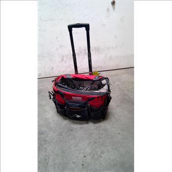 Husky Rolling Tool Bag With Mixed Tools - Hose Clamps, OBD2 Scanner, And More
