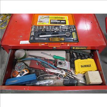 Husky Rolling Tool Chest With Assorted Tools; 30+ Pieces