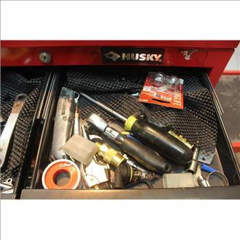 Husky Rolling Tool Chest With Power Tools, Grill Cover, Ryobi Drill And Drive Accessory Kit, Hand Tools, & More; 30+ Pieces