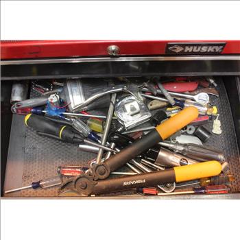 Husky Rolling Tool Chest With Power Tools, Grill Cover, Ryobi Drill And Drive Accessory Kit, Hand Tools, & More; 30+ Pieces