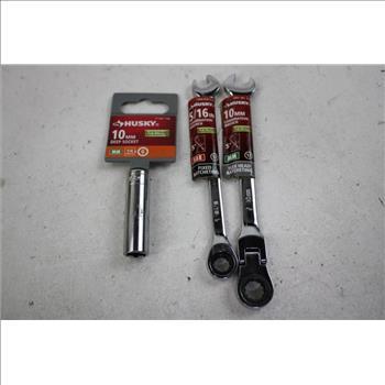 Husky Socket, Combination Wrenches, And Leatherman Charge Multitool, 4 Pieces