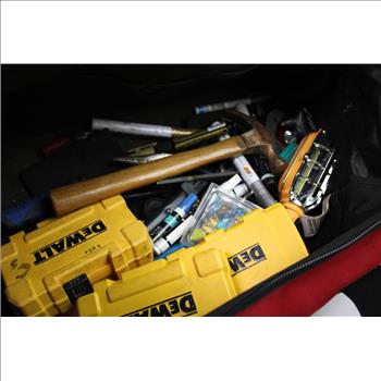 Husky Tool Bag With Mixed Tool Lot - Drill Bits, Electrical Tape, Pliers, And More