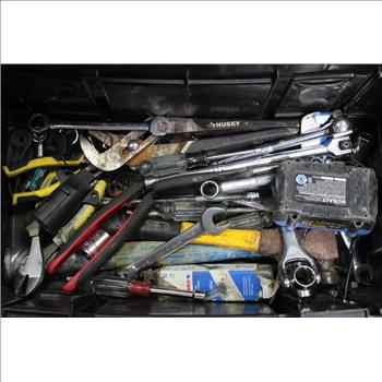 Husky Tool Box With Mixed Tool Lot
